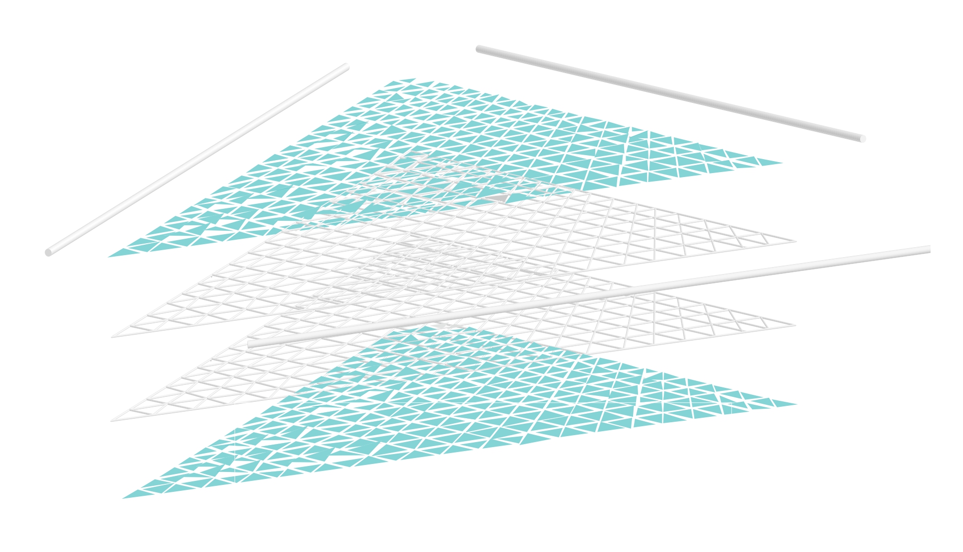Exploded axonometric showing fractal panel layers