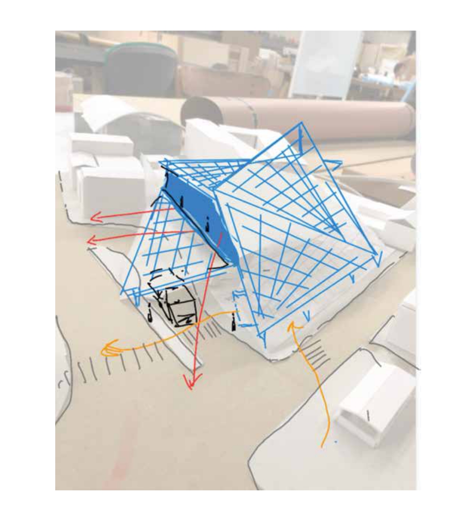Early roof study — canopy geometry iteration 2