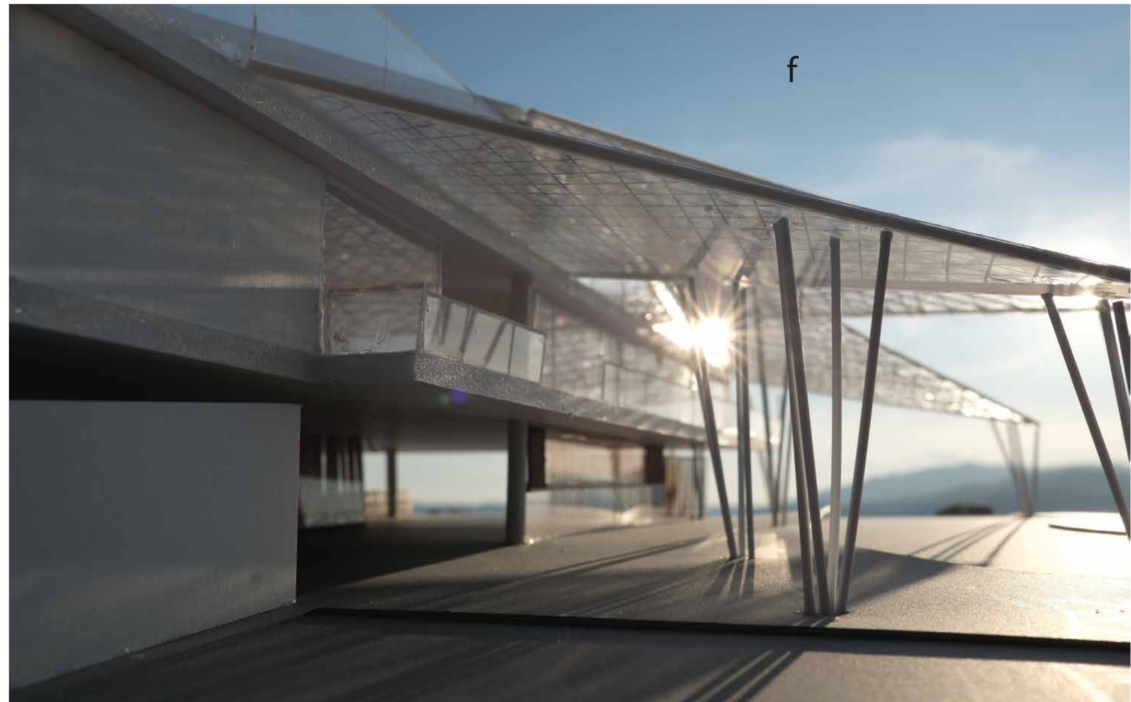 Physical model — sun flare through fractal roof panels