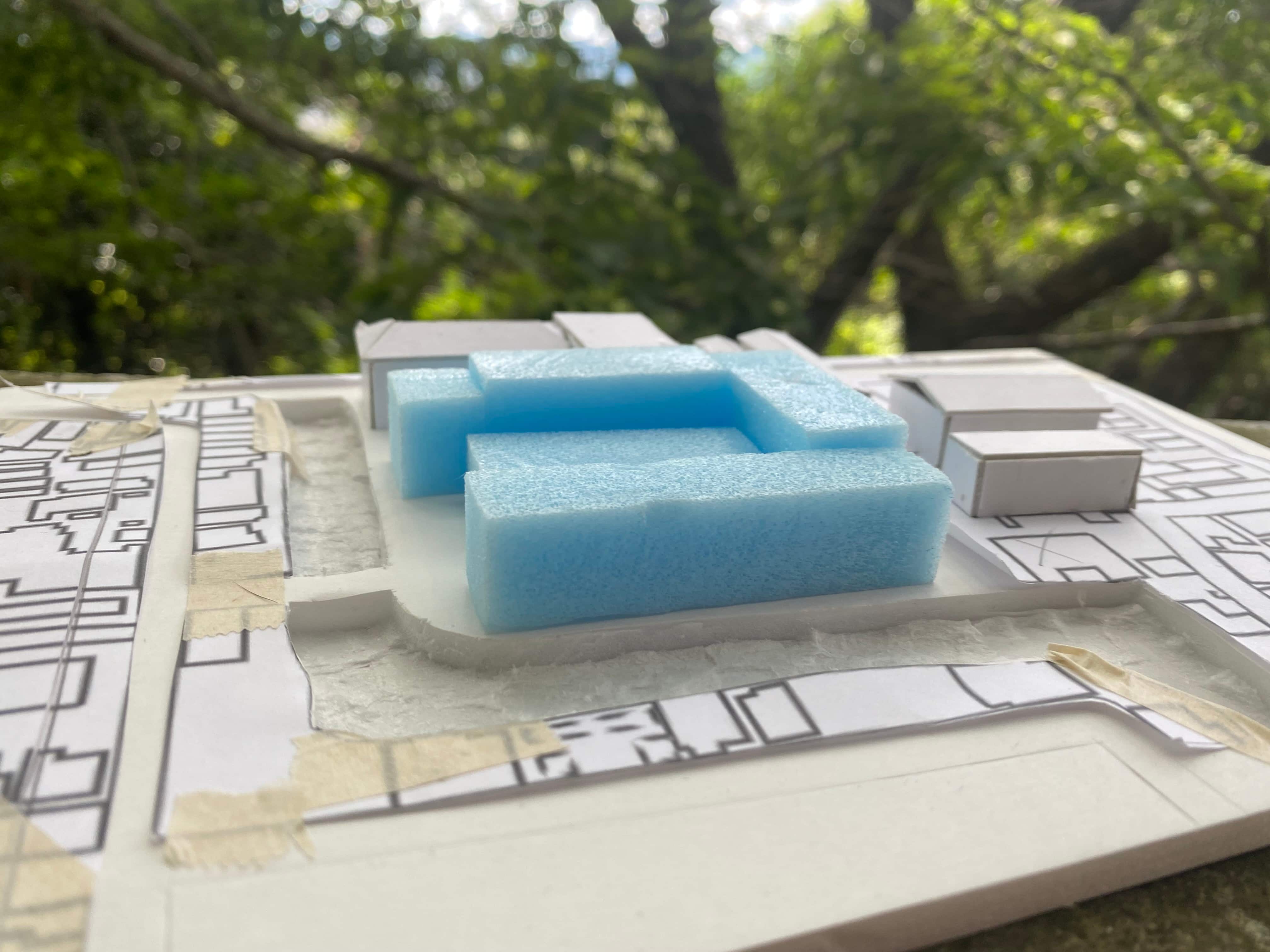 Site model — Fushimi Ward, Kyoto. Testing the 79&Park typology against local context.